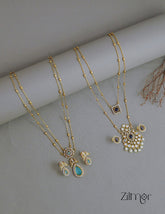 KY1011752- Premium Antique AD Stone Double Layer Long Necklace with Earrings Combo 2-Zilmor